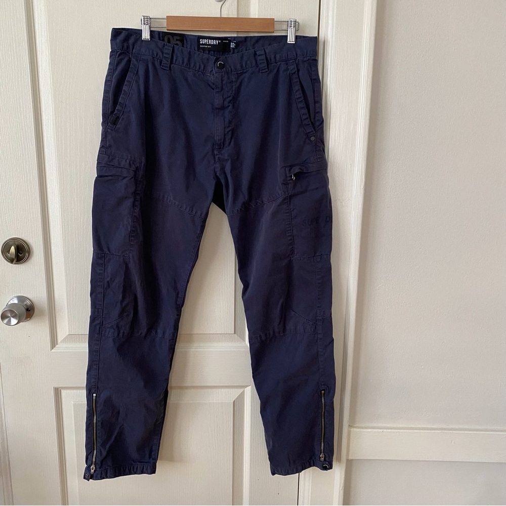 $70 Superdry Men's Navy Blue Surplus Goods Aviator Cargo Pants Streetwear34W 32L